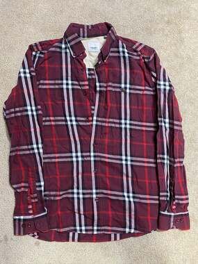 Burberry London England Check Button Down Shirt Size L 42cm